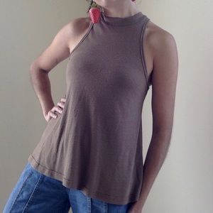 Free People Mock Neck Sleeveless Ribbed Top